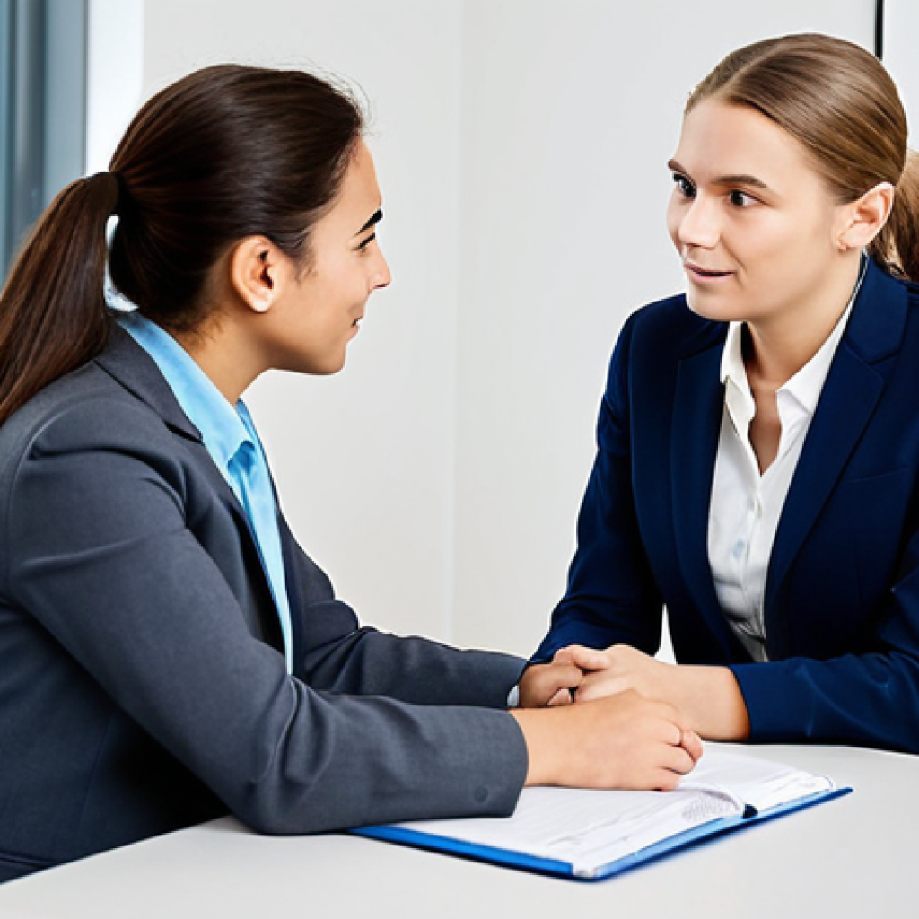 **

"A professional mental health counselor, fully clothed in modest business attire, in a bright and modern office setting, consulting with a young adult client. The counselor is actively listening, showing empathy and understanding. Safe for work, appropriate content, perfect anatomy, natural proportions, family-friendly, professional photography, high quality, well-formed hands, proper finger count, natural pose."

**