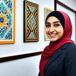 청소년상담사 직업적 안정성과 성장 가능성 - **Image Prompt 1:** "A professional female youth counselor in modest, modern hijab and business atti...