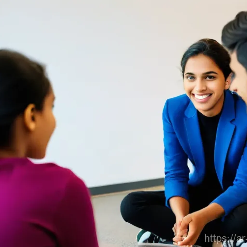 청소년상담사로서 청소년 지원 프로젝트 사례 - **Prompt 1: Mental Well-being and Supportive Dialogue**
    "A vibrant, high-definition photograph o...