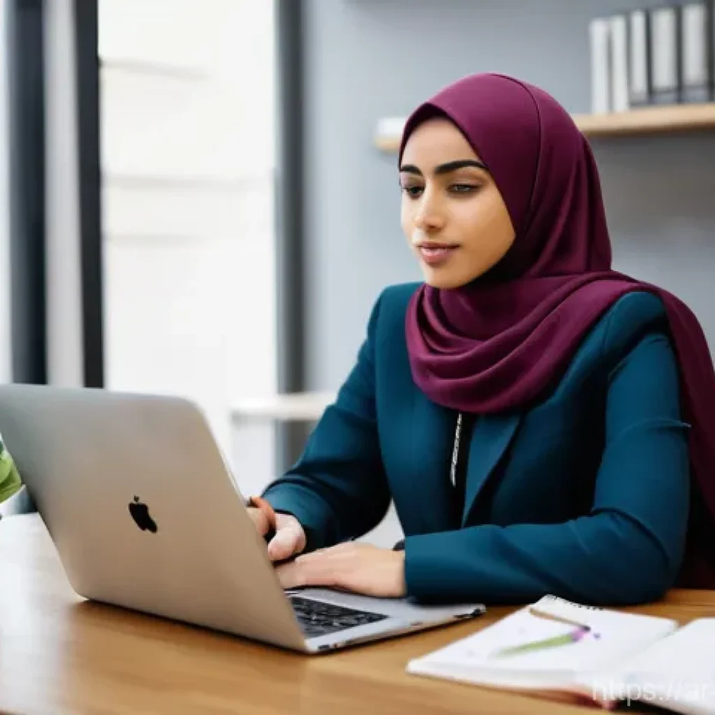 청소년상담사로서 자격증 공부와 일 병행하기 - **Prompt: Ambitious Young Professional Balancing Life's Demands**
    A thoughtful young Arab woman,...