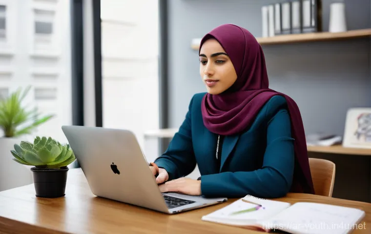 청소년상담사로서 자격증 공부와 일 병행하기 - **Prompt: Ambitious Young Professional Balancing Life's Demands**
    A thoughtful young Arab woman,...