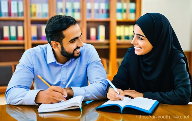 청소년상담사로서 자격증 공부와 일 병행하기 - **Prompt: Dynamic Planning and Goal Setting with Technology**
    A diligent young Arab man, dressed...