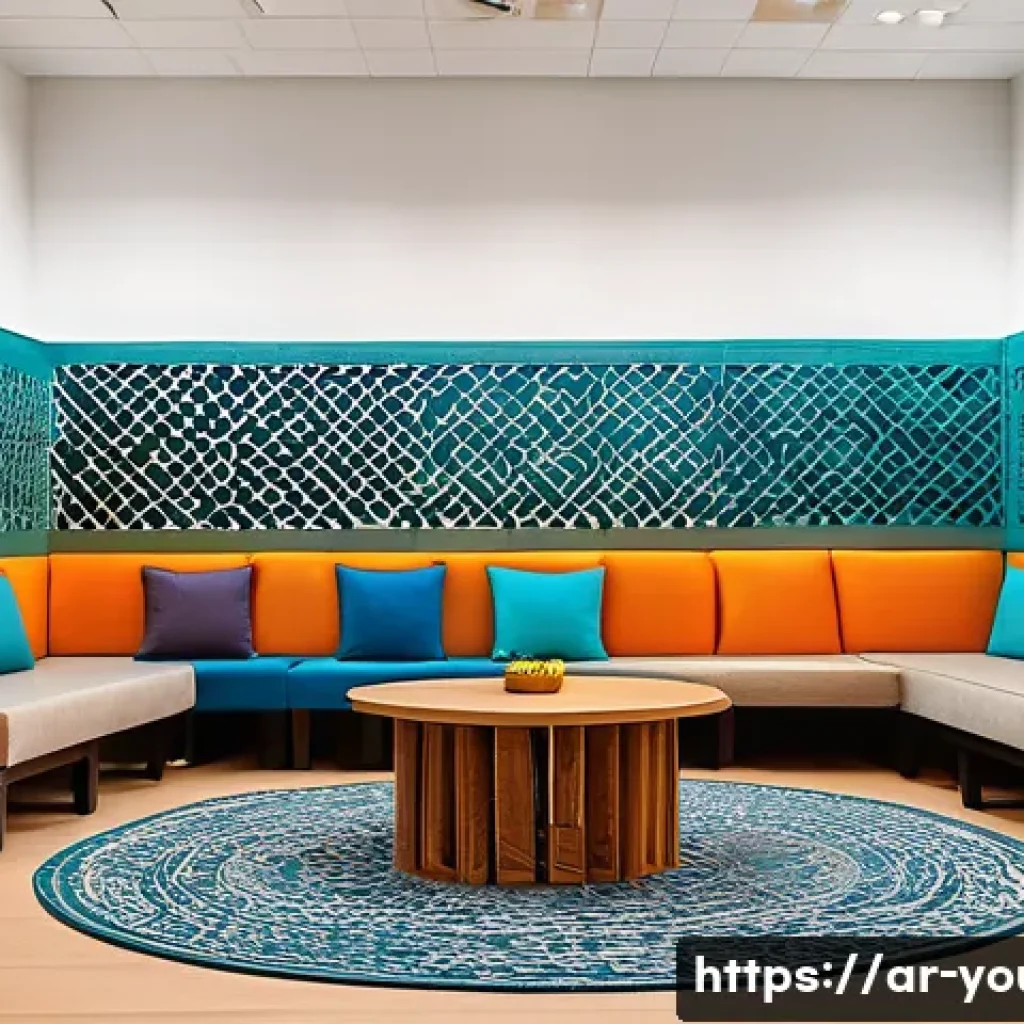 청소년상담사 실무에서의 의사소통 스킬 - A warm and inviting counseling room designed for adolescent support sessions in an Arabic cultural s...