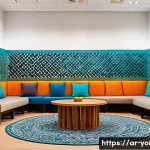 청소년상담사 실무에서의 의사소통 스킬 - A warm and inviting counseling room designed for adolescent support sessions in an Arabic cultural s...