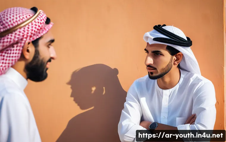 청소년상담사 자격증과 실습의 관계 - A compassionate young Arabic male counselor attentively listening to a diverse group of Arab youth i...
