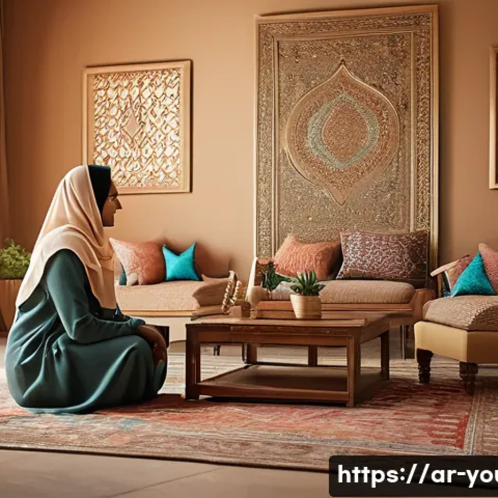 청소년상담사 실습 경험담 모음 - A compassionate Arabic female counselor sitting in a modern, warmly lit counseling room with soft cu...