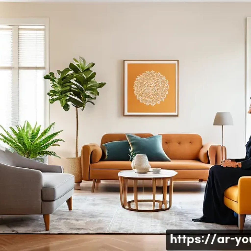 청소년상담사로서 직업 만족도를 높이는 방법 - A serene and professional counseling office setting in a modern Middle Eastern home, featuring a war...