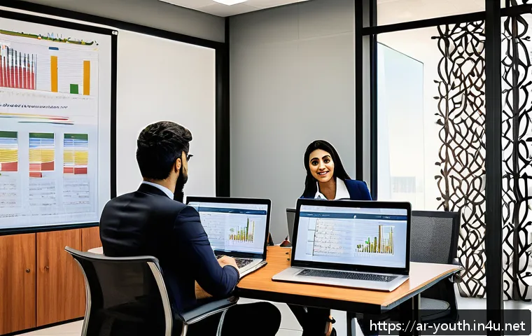 청소년상담사 상담 사례집 다운로드 - A modern training room in a Middle Eastern corporate office, featuring young Arab professionals in b...